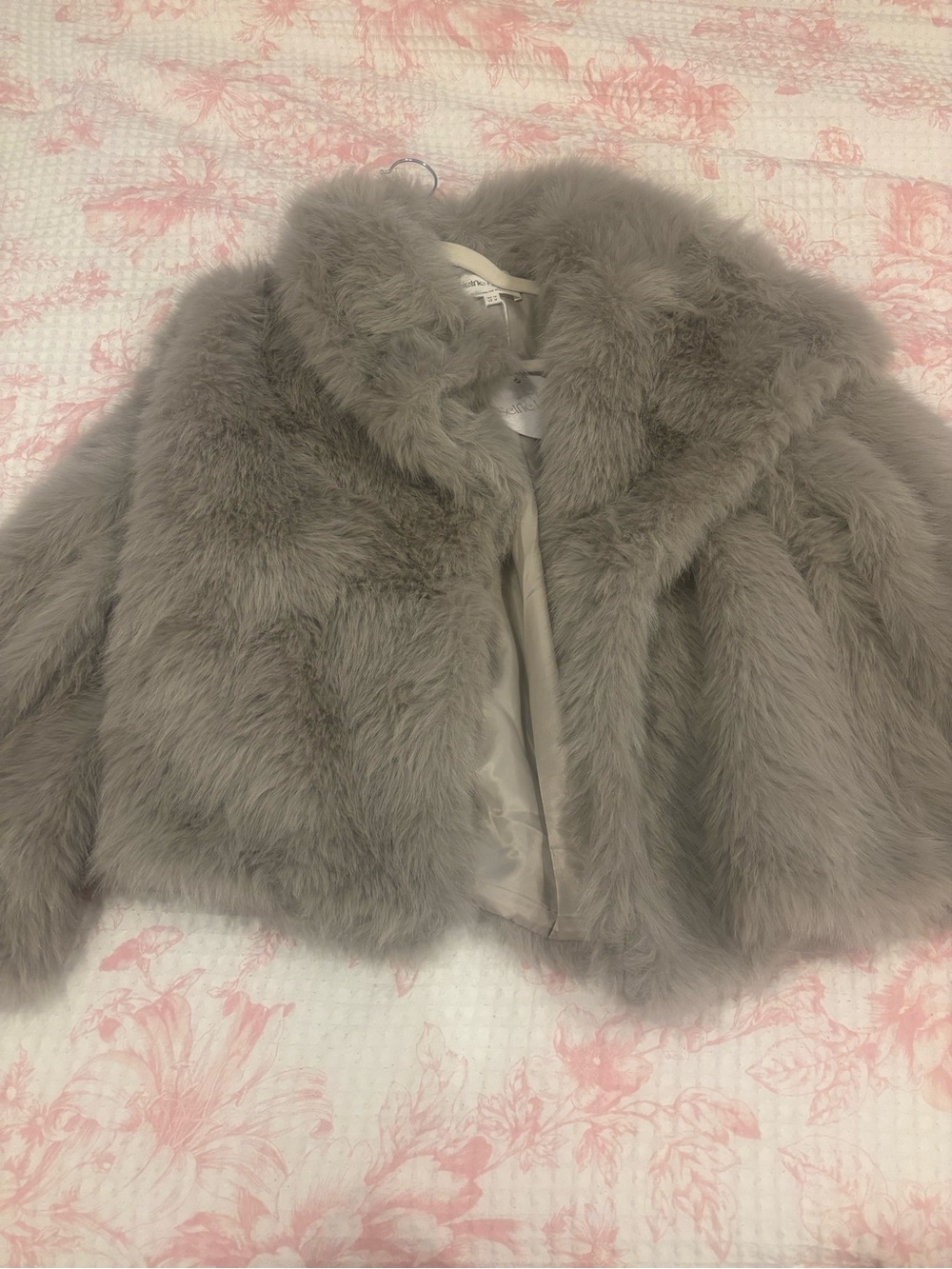Selfie Leslie Gray Faux Fur Jacket